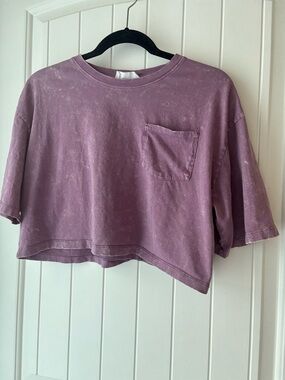 Double Zero Mauve Cropped Pocket Tee